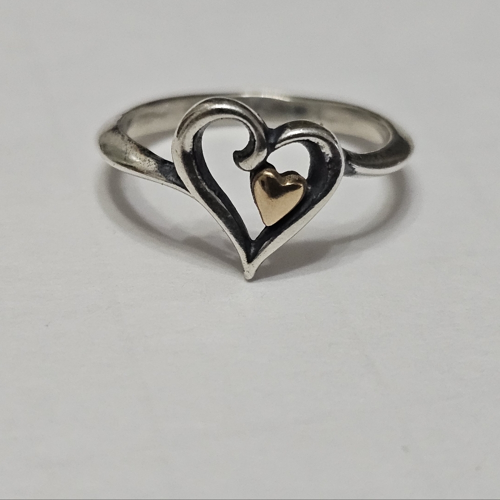 James Avery Joy Of My Heart Sterling and 14k Ring sz7